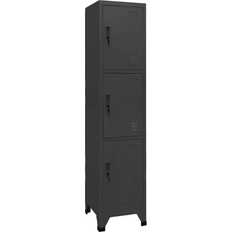 vidaXL lockerskab 38x45x180 cm stål antracit - 3 rum
