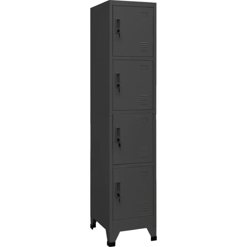 vidaXL lockerskab 38x45x180 cm stål antracitgrå (4 rum)
