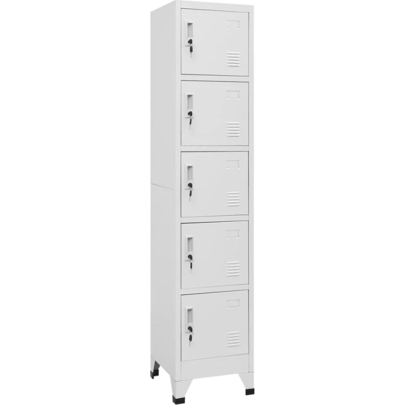 vidaXL lockerskab 38x40x180 cm stål lysegrå – 5 rum