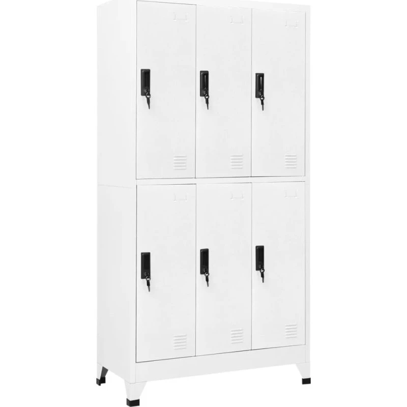 vidaXL lockerskab 90x45x180 cm stål hvid, 6 rum