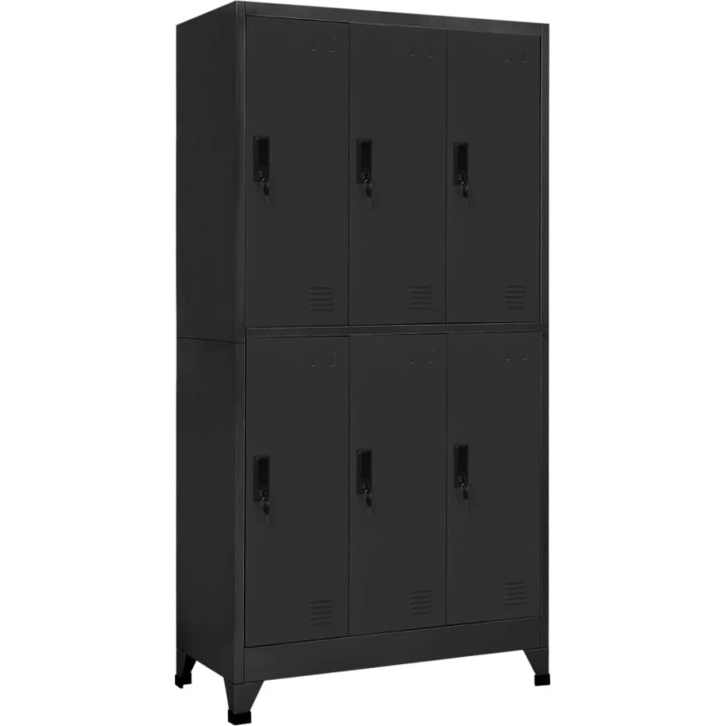vidaXL lockerskab 6 rum 90x45x180 cm stål antracitgrå