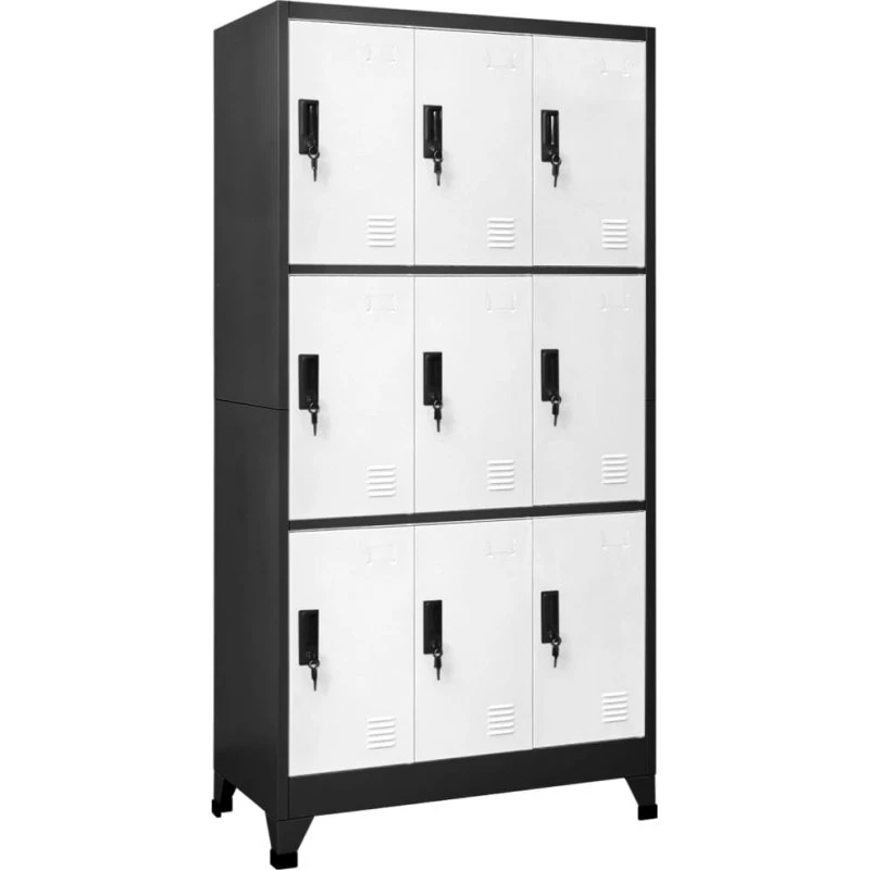 vidaXL lockerskab 90x45x180 cm stål - antracit/hvid