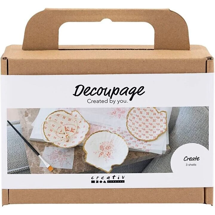 Creativity in a Box Mini DIY Decoupage-sæt (3 muslingeskaller)