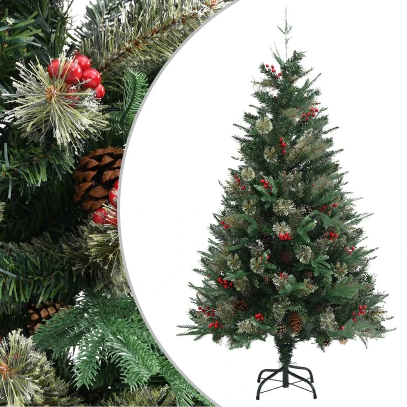 vidaXL juletræ med grankogler 150 cm, PVC/PE grøn