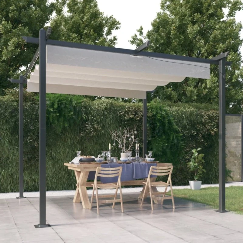 vidaXL havepavillon 3x3 m creme, sammenrulleligt tag
