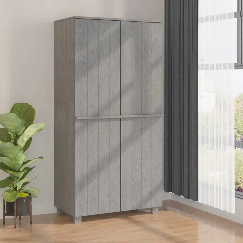 vidaXL klædeskab HAMAR 89x50x180 cm massivt fyrretræ lysegrå