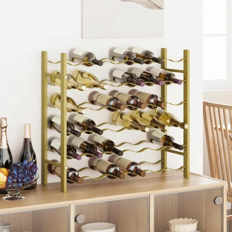 vidaXL vinreol til 36 flasker, guldfarvet metal