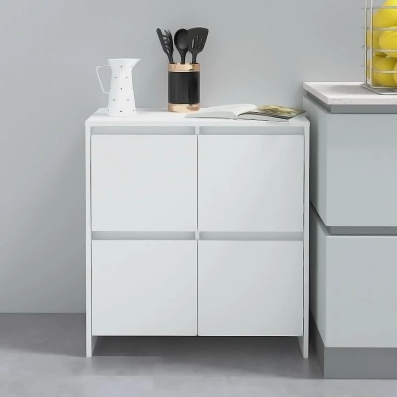 vidaXL skænk 70x41x75 cm konstrueret træ hvid, 4 låger