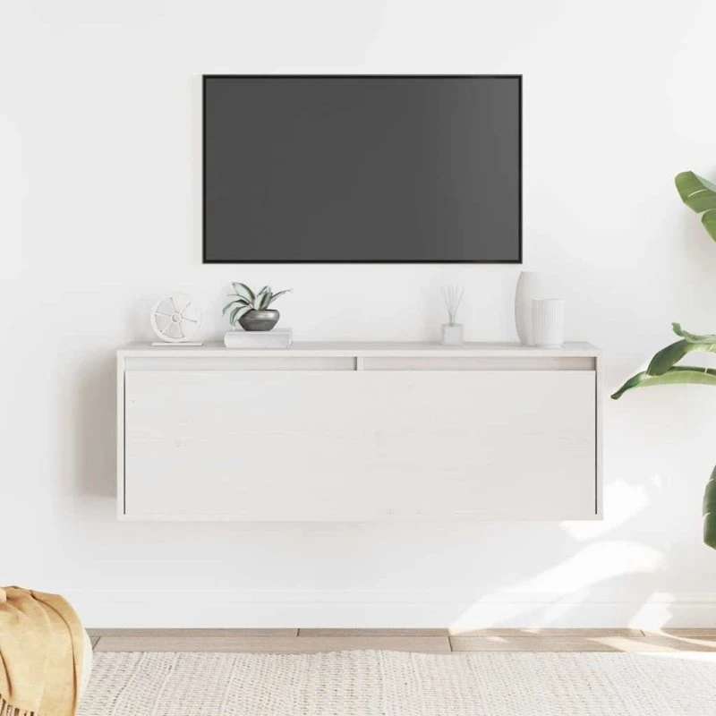 vidaXL vægskab 100x30x35 cm massivt fyrretræ hvid