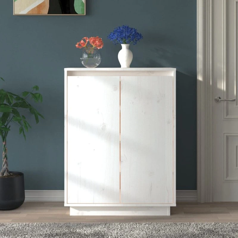 vidaXL skoreol 60x35x80 cm massivt fyrretræ, hvid