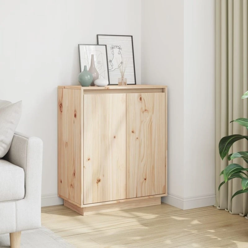 vidaXL skænk 60x34x75 cm massivt fyrretræ natur