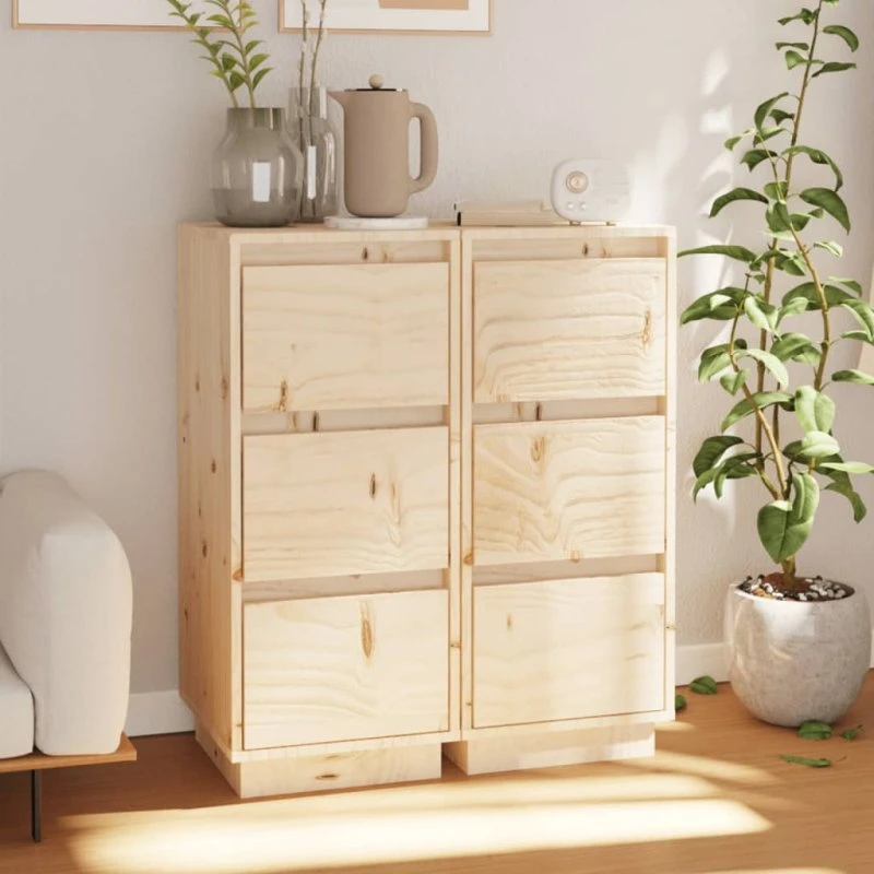 vidaXL Skænke 2 stk. 32x34x75 cm massivt fyrretræ