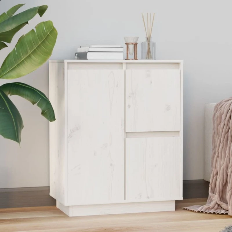 vidaXL skænk 60x34x75 cm massivt fyrretræ - hvid