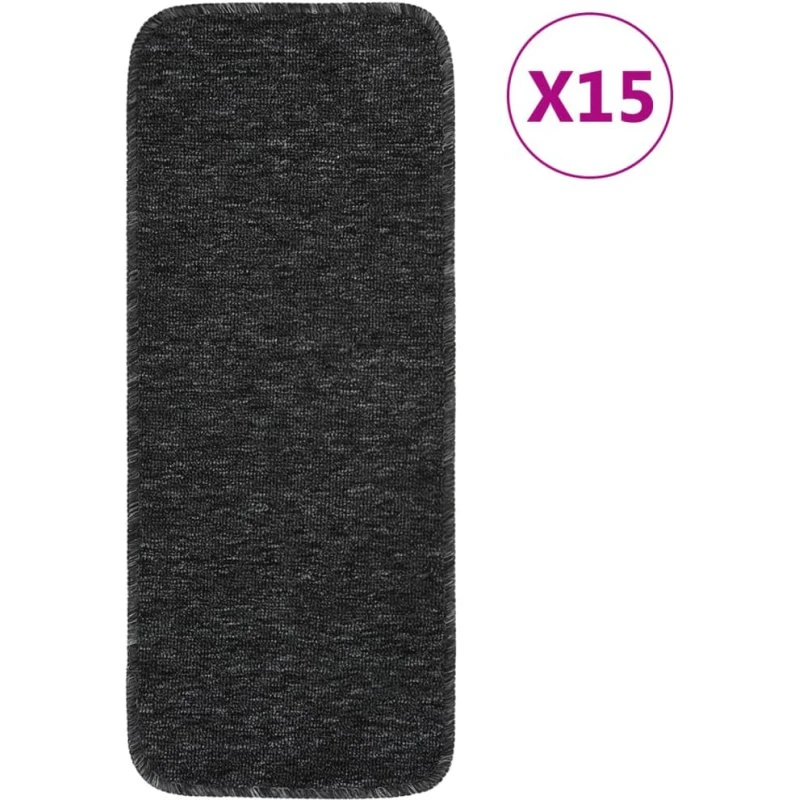 vidaXL skridsikre trappemåtter 15 stk. 60x25 cm antracit