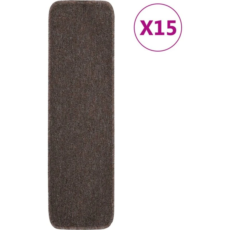 vidaXL skridsikre trappemåtter 15 stk. 75x20 cm brun