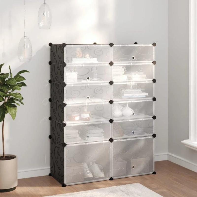 vidaXL skoreol 94x37x125 cm PP sort