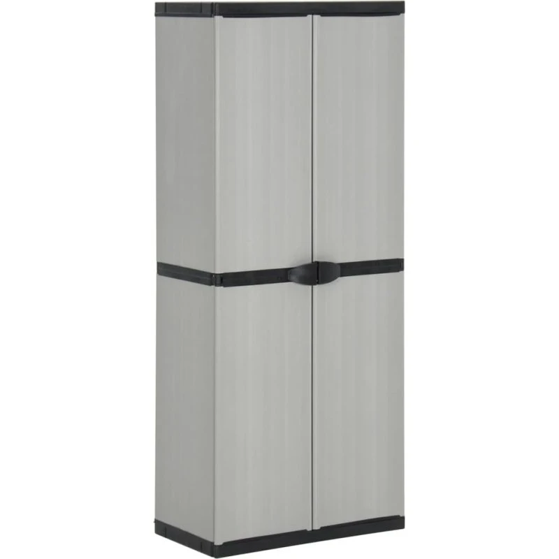 vidaXL haveskab 68x40x168 cm 3 hylder grå/sort