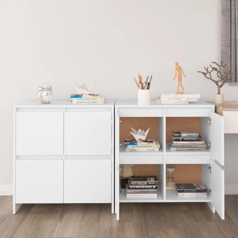 vidaXL Skænk 2 stk. 70x41x75 cm konstrueret træ hvid