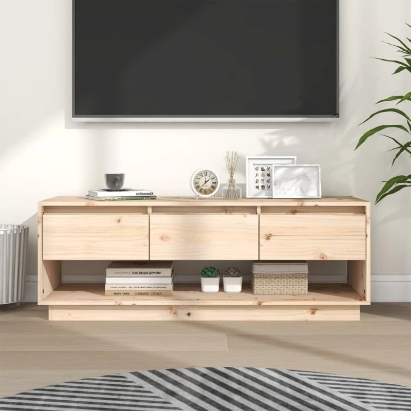 Tv-bord 110,5x34x40 cm i massivt fyrretræ – grå