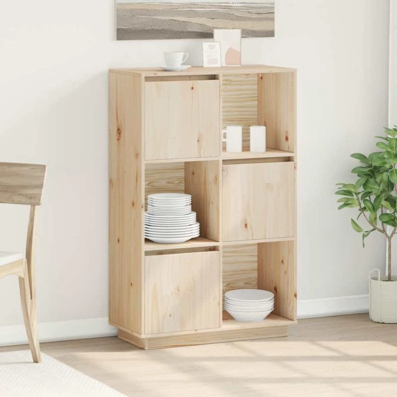 vidaXL højskab 74x35x117 cm massivt fyrretræ