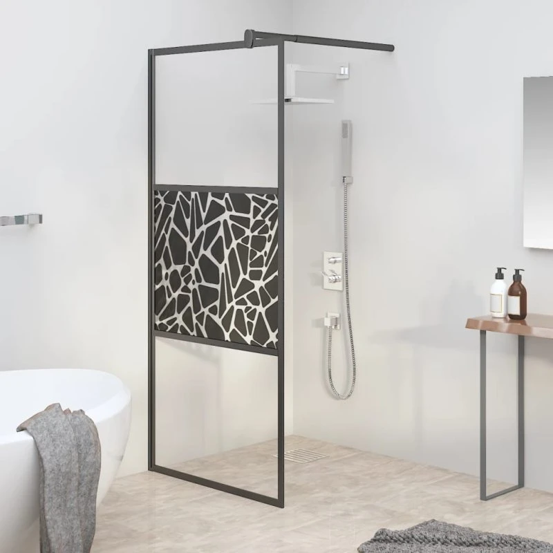 vidaXL brusevæg 80x195 cm sikkerhedsglas stendesign sort