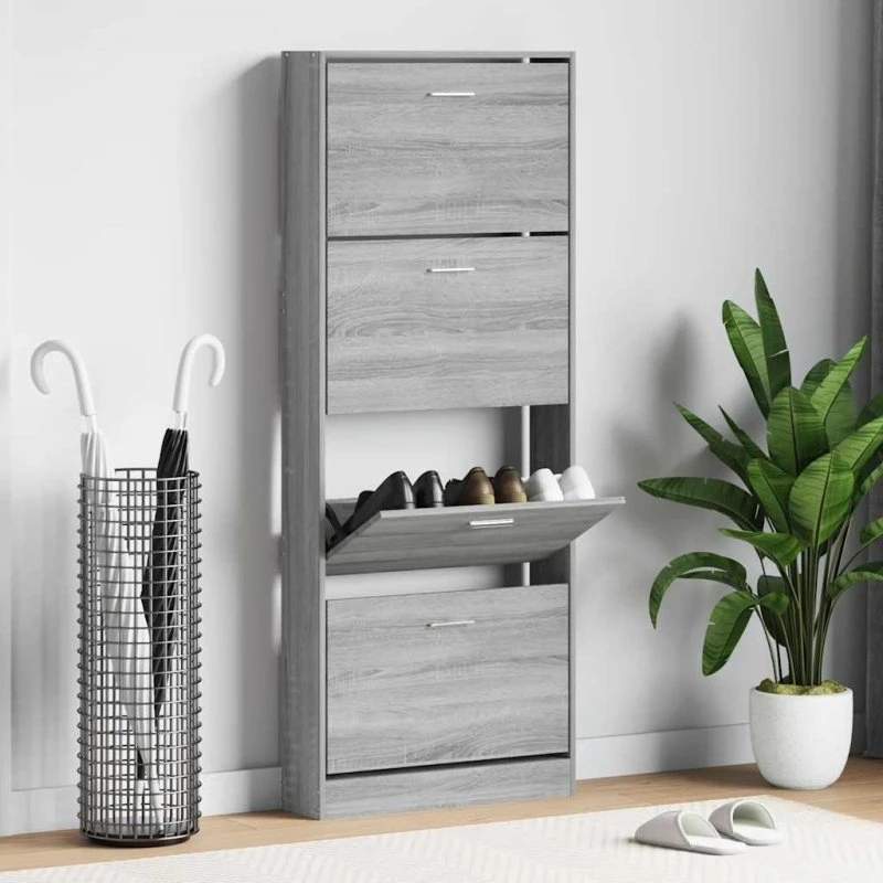 vidaXL skoskab 59x17x150 cm grå sonoma-eg