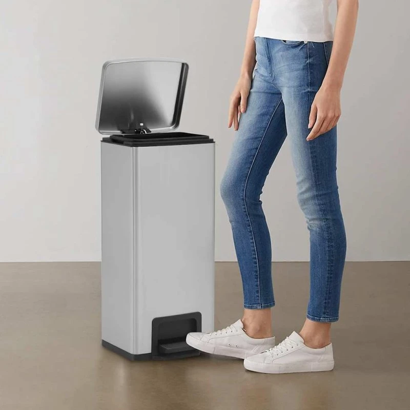 vidaXL pedalspand 30 L fingeraftryksafvisende rustfrit stål (sølv)