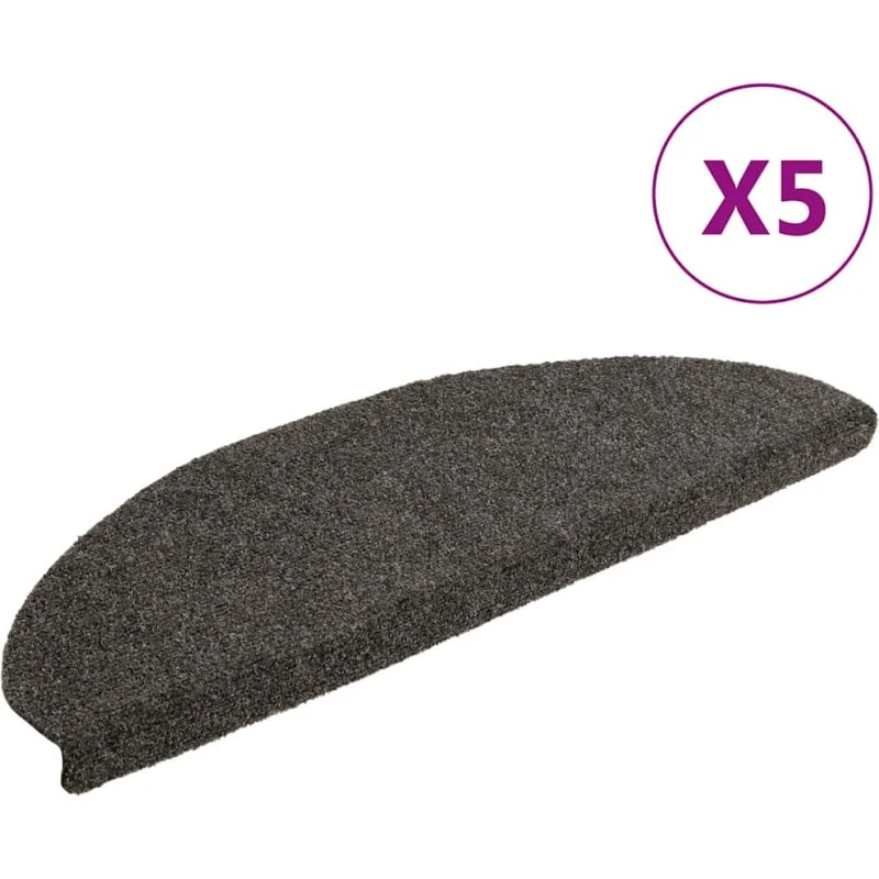 vidaXL selvklæbende trappemåtter 5 stk 65×21×4 cm antracit halvrund