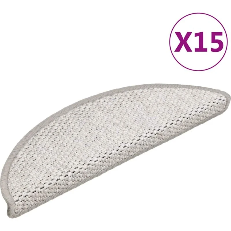 vidaXL selvklæbende trappemåtter 15 stk 56×17×3 cm Sisal-look platina