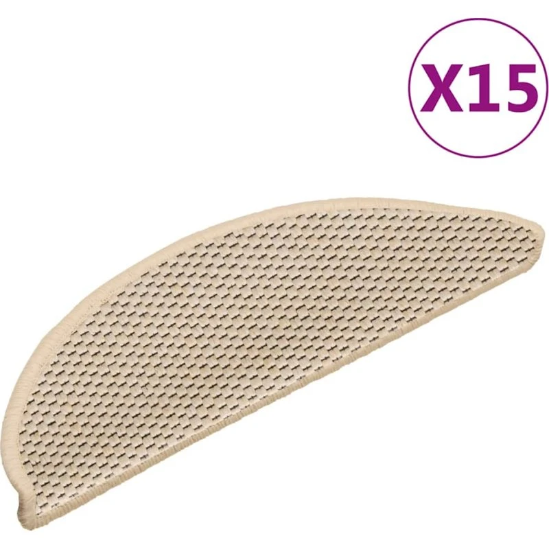 vidaXL Selvklæbende Trappemåtter 15 stk. 56x17x3 cm – Sisal-look Creme