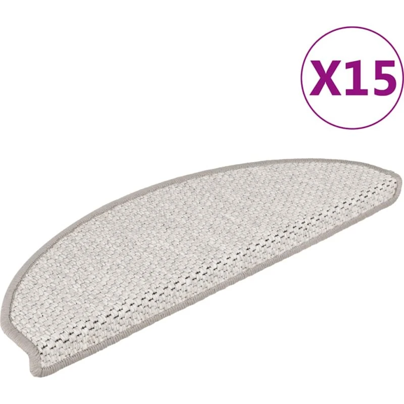 vidaXL selvklæbende trappemåtter 15 stk. 65x21x4 cm sisal-look platina