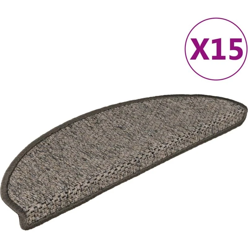 vidaXL selvklæbende trappemåtter 15 stk. 65x21x4 cm sisal grå-beige
