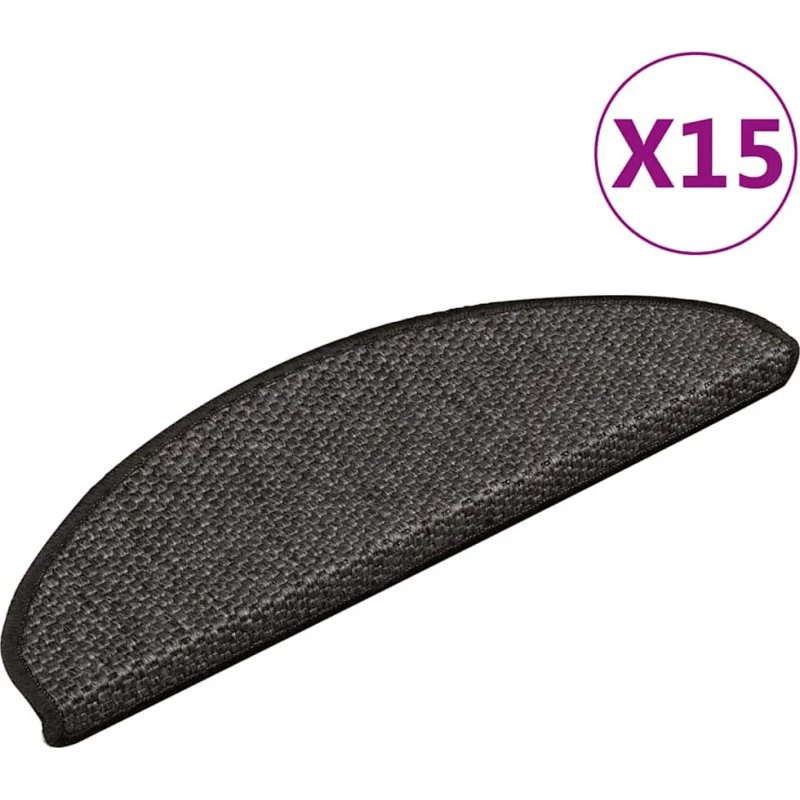 vidaXL selvklæbende trappemåtter 15 stk 65×21×4 cm sisal-look antracit