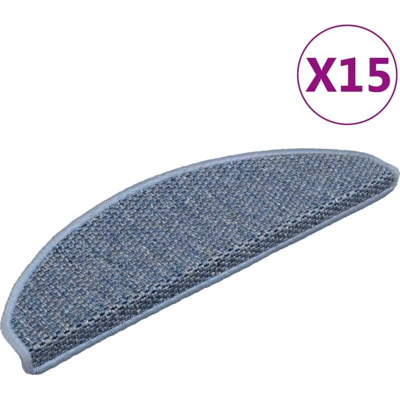 vidaXL selvklæbende trappemåtter 15 stk 65x21x4 cm sisal-look blå