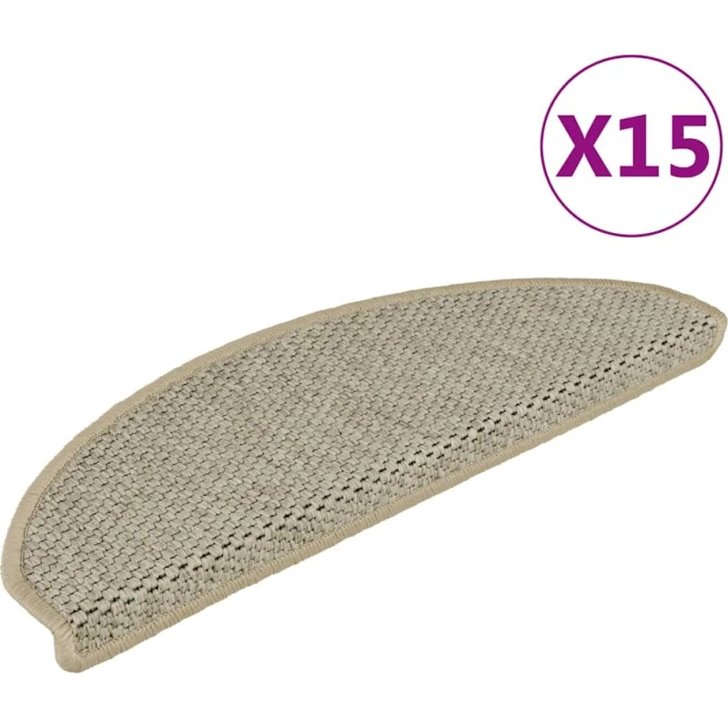 vidaXL selvklæbende trappemåtter 15 stk. 65x21x4 cm, sisal-look lysegrøn