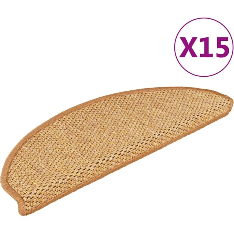 vidaXL selvklæbende trappemåtter 15 stk 65x21x4 cm sisalfarvet