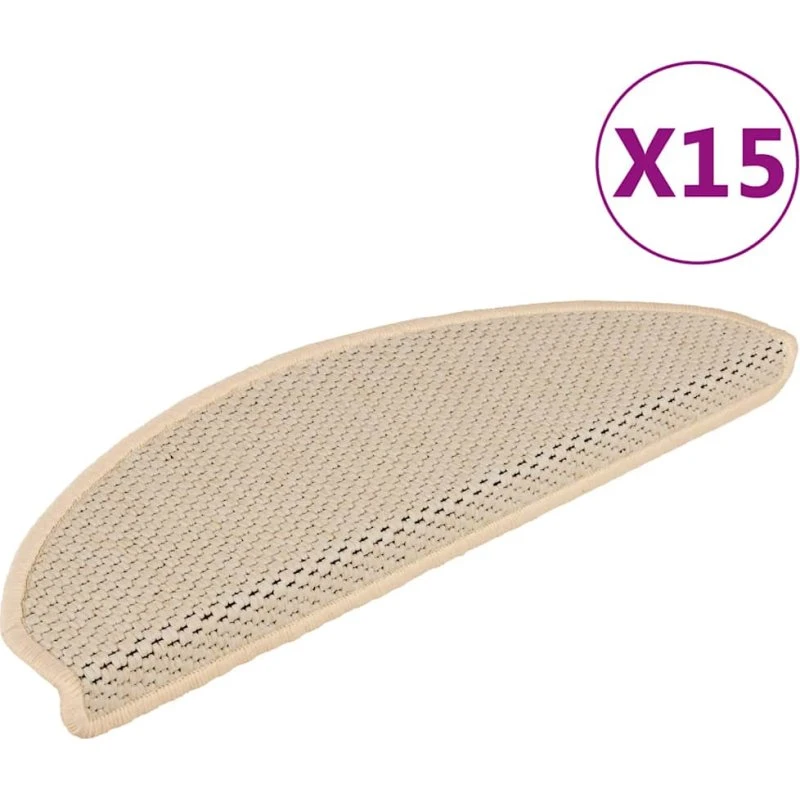 vidaXL selvklæbende trappemåtter 15 stk 65x21x4 cm sisal-look creme