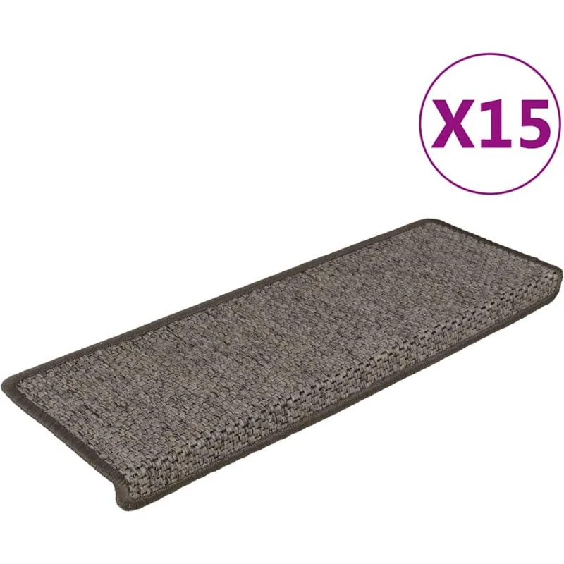 vidaXL selvklæbende trappemåtter 15 stk 65x21x4 cm sisal-look grå/beige