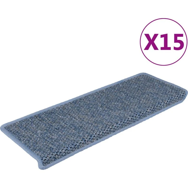 vidaXL selvklæbende trappemåtter 15 stk 65x21x4 cm sisal-look blå
