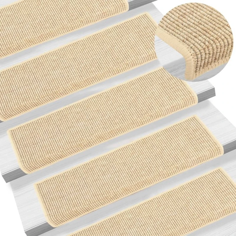 vidaXL Trappemåtter 15 stk 65x21x4 cm selvklæbende lys beige