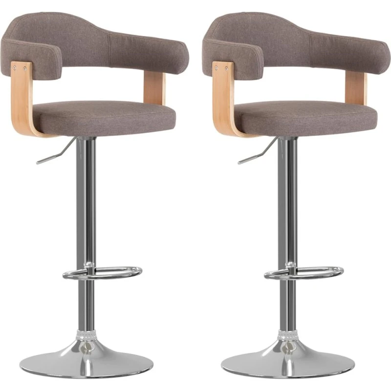 vidaXL 2 stk. barstole i bøjet træ og stof – gråbrun
