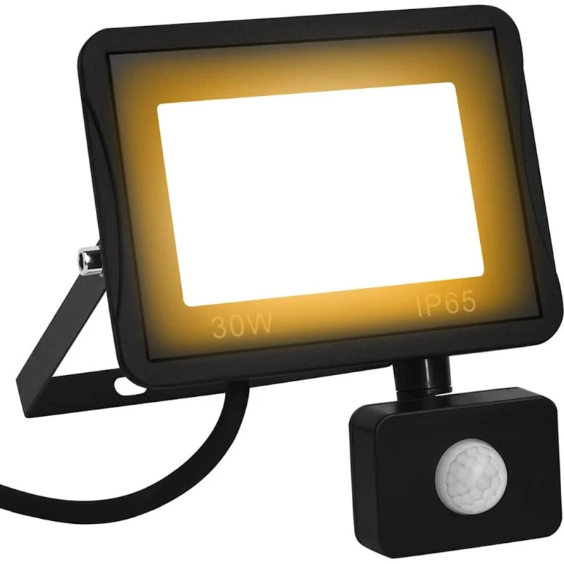 vidaXL LED-projektør med sensor 30 W - varm hvid