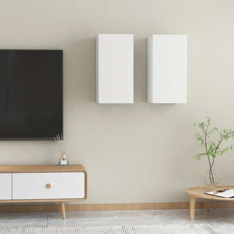 vidaXL tv-borde 2 stk. 30,5x30x60 cm hvid (væghængte)