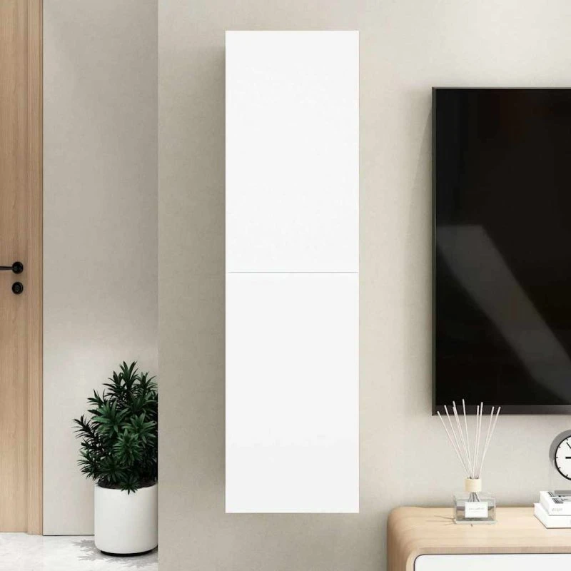 vidaXL væghængt TV-bord 30,5x30x110 cm, hvid, konstrueret træ