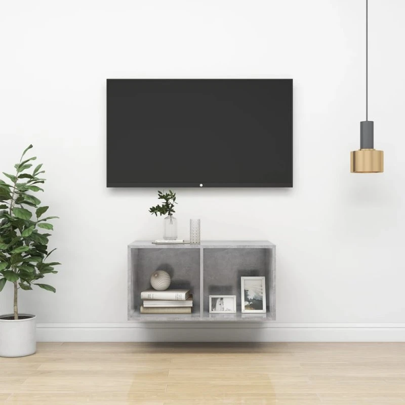 vidaXL væghængt TV-bord 37x37x72 cm konstrueret træ, betongrå