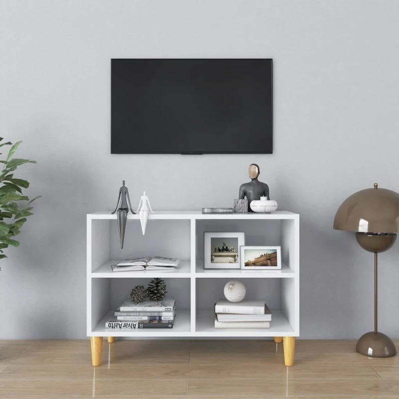 vidaXL TV-skab 69,5x30x50 cm hvid med massive træben