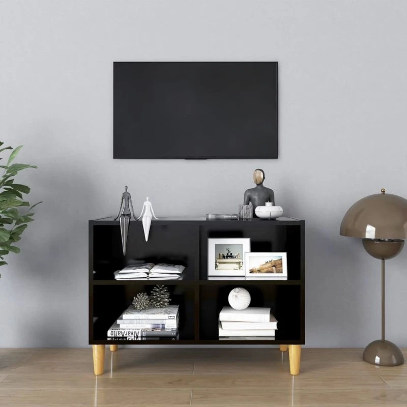 vidaXL TV-skab 69,5x30x50 cm sort med massive træben