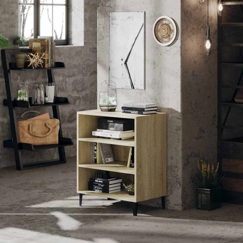 vidaXL skænk 57x35x70 cm sonoma-eg med metalben