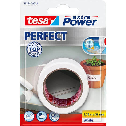 Tesa Extra vævtape 38 mm x 2,75 m, hvid