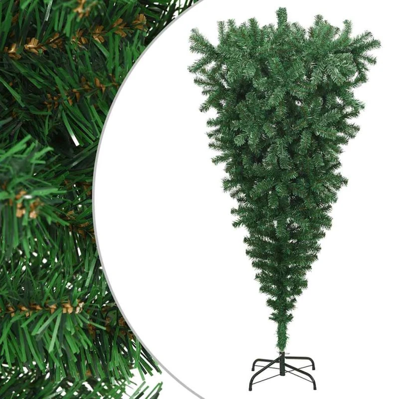 vidaXL omvendt kunstigt juletræ 180 cm grøn med fod